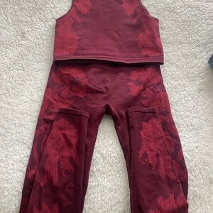 Burgundy Floral Activewear Set